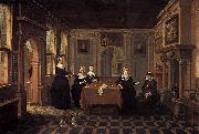 Bartholomeus van Bassen Five ladies in an interior oil painting